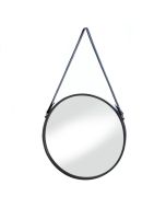 HANGING MIRROR WITH FAUX LEATHER STRAP
