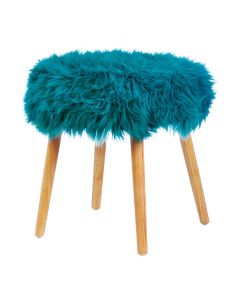 TURQUOISE FAUX FUR STOOL