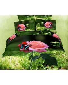 Butterfly Rose, King Duvet Cover Set Luxury Modern Floral Bedding Dolce Mela 