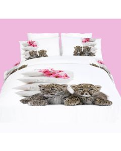 Twin size 100% Cotton 4 Piece Animal Print Bedding Duvet Cover Sheet Set, DM486T