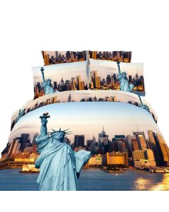 Dolce Mela - Statue of Liberty, XL Twin size 100% Cotton 4 Piece Duvet Cover Sheet Set, DM492T