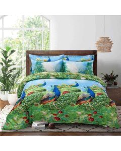 Duvet Cover Set, Queen size Pictorial Bedding, Dolce Mela - Peafowl DM704Q