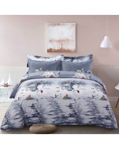 Duvet Cover Set, Queen size Pictorial Bedding, Dolce Mela - Mute Swan DM705Q