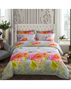  King Size Duvet Cover Set, 6 Piece Luxury Floral Bedding, Dolce Mela Innocence DM723K