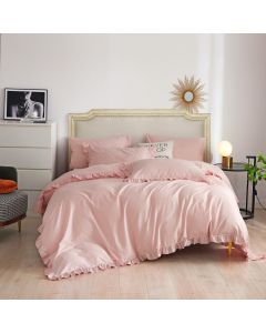 DM808K Ruffle Edge Bedding - Bertha: 6 Pieces Luxury King Size Duvet Cover Set 100% Cotton