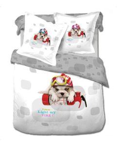 Dog, Twin Size 4 Pieces Duvet Cover Set Bedding 100% Cotton LE454T